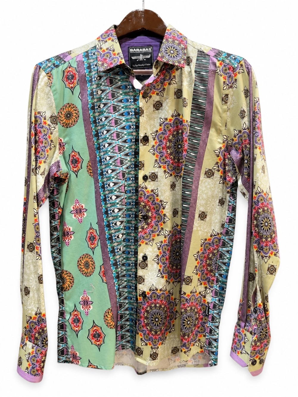 Barabas Men's Multicolor Printed Button-Down Shirt - Green & Yellow